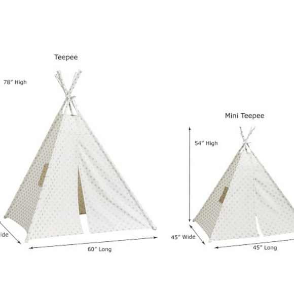 NEW Pottery Barn Kids White With Pink Trim Teepee - Picture 3 of 5